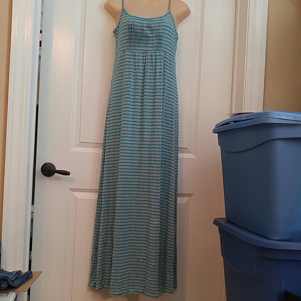 Calvin Klein Gray Turquoise Striped Summer Dress Size 6